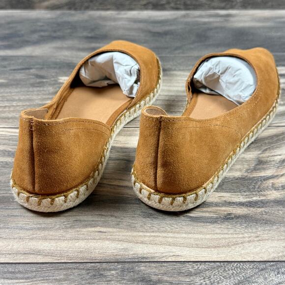 NIB Miz Mooz Cruze Suede Peep Toe D’Orsay Espadrille Flats Wheat Tan 38 7-7.5 - Picture 8 of 11